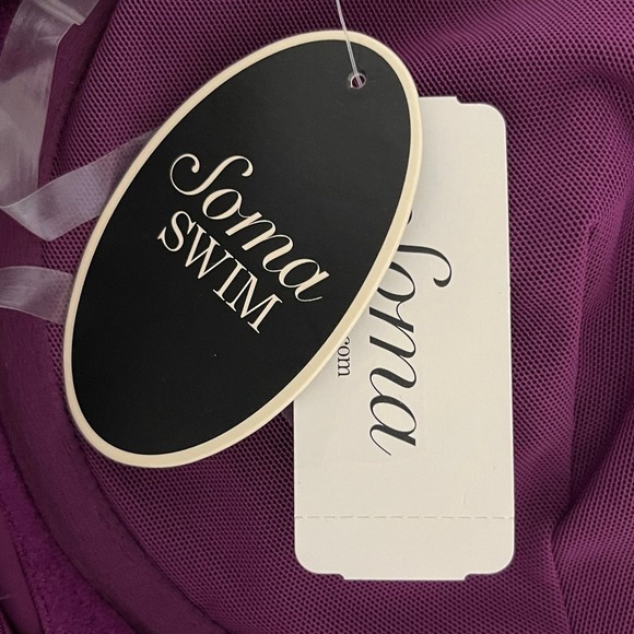 Soma NWT Bra Cup Sized Convertible Halter Shaping Tankini Top Henna Plum 34DD - Picture 12 of 16